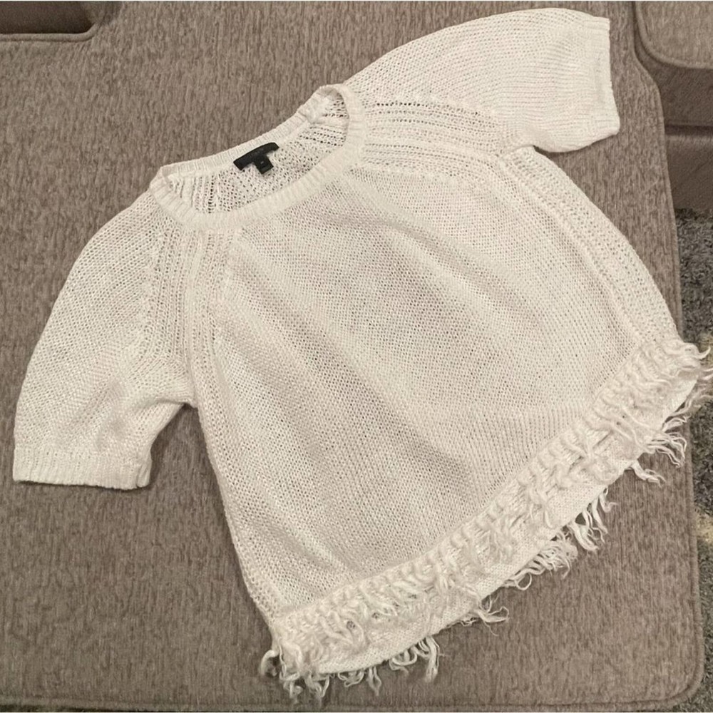 J Crew Linen Sweater with Fringe Size Medium